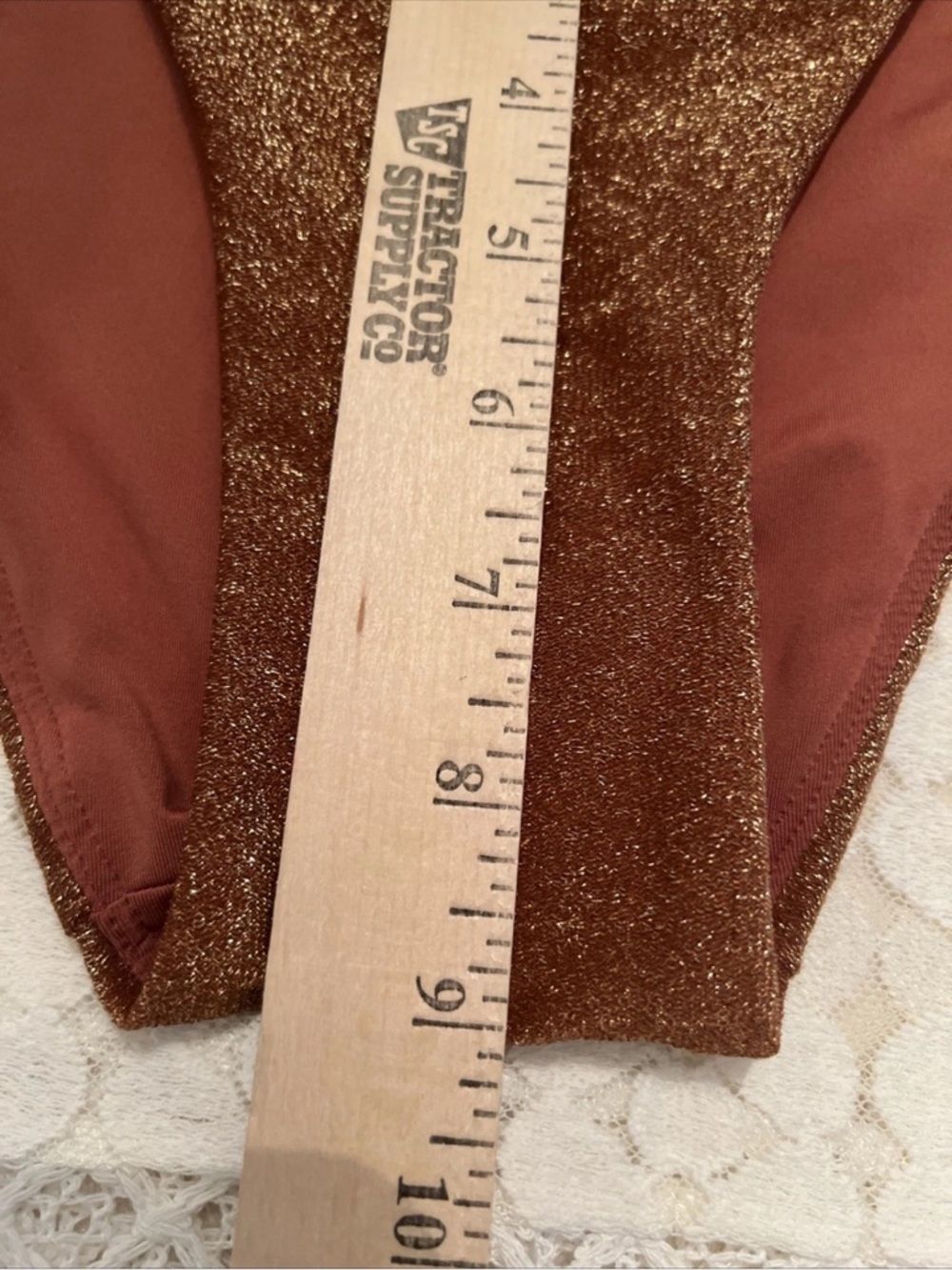 LOVE & SPORTS L 12-14 Metallic Cinnamon Classic Side Tab Bikini Bottom NEW TAG - Picture 15 of 16